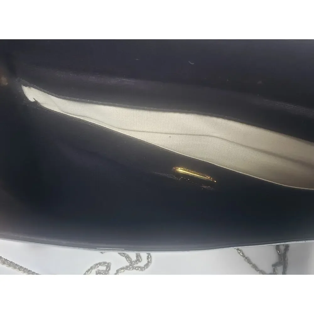 Vintage ANDE Black Evening Clutch w. Gold Strap Faux Leather Hand Bag Purse